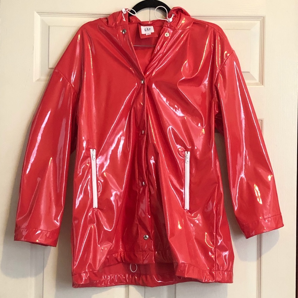 Shiny red GAP raincoat